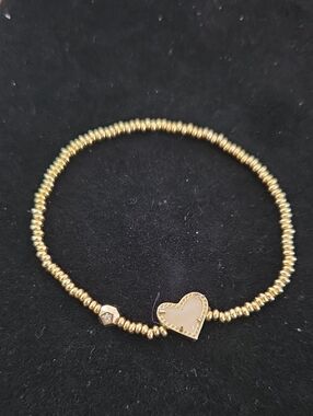 Kendra Scott Ari  Heart Stretch Bracelet Goldtone Beads